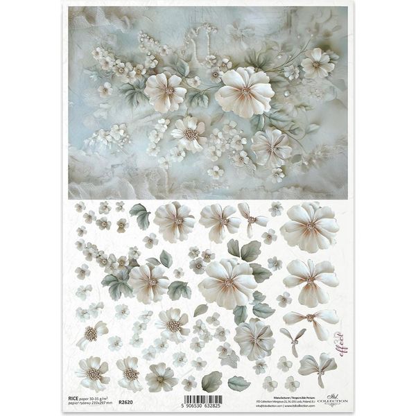 Carta Di Riso Per Decoupage Carta Per Decoupage A4 R2620 Fiori 3D-image
