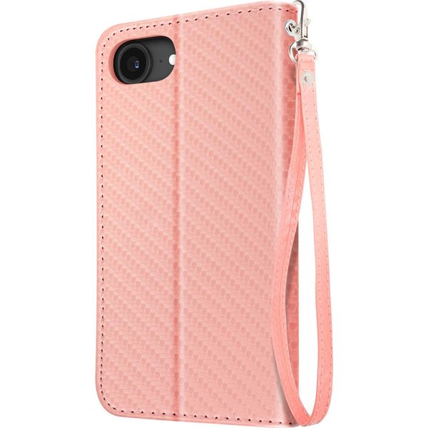 Avizar, Custodia In Carbonio Per Iphone 16E Con Portafoglio, Supporto E Cinturino Da Polso, Rosa Chiaro-image