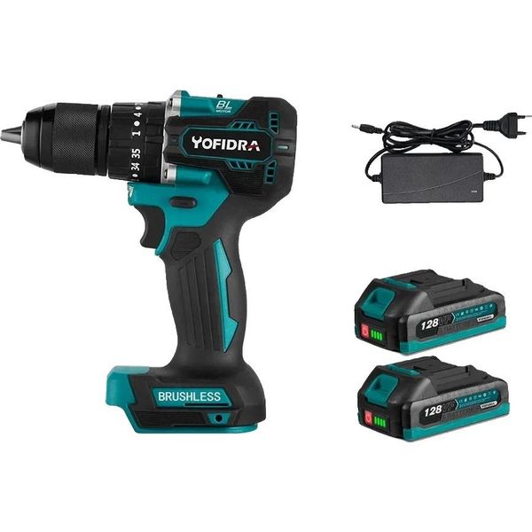 Trapano Elettrico, 35+3 Livelli Di Coppia, Motore Brushless, 2 Batterie Spina Ue, Ue-image