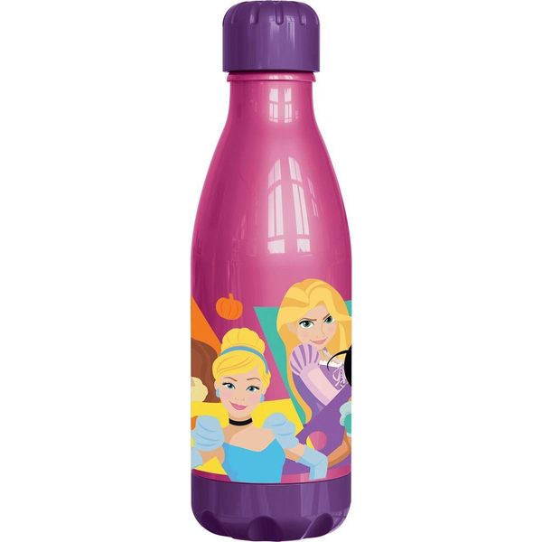 Stor Bottiglia Di Plastica Disney Rosa Per Bambine Principesse Cenerentola Jasmine Biancaneve Belle Ariel 560 Ml Con Tappo A Vite De-image