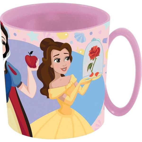 Tazza In Plastica Rosa Per Bambine Della Principessa Disney Jasmine Rapunzel, Biancaneve, Belle, Per Bambine, 350 Ml, Adatta Al Microonde-image