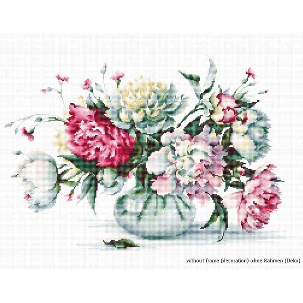 Luca-S Set Per Punto Croce "Peonie"", Schema Contato, 34,5X23Cm"-image