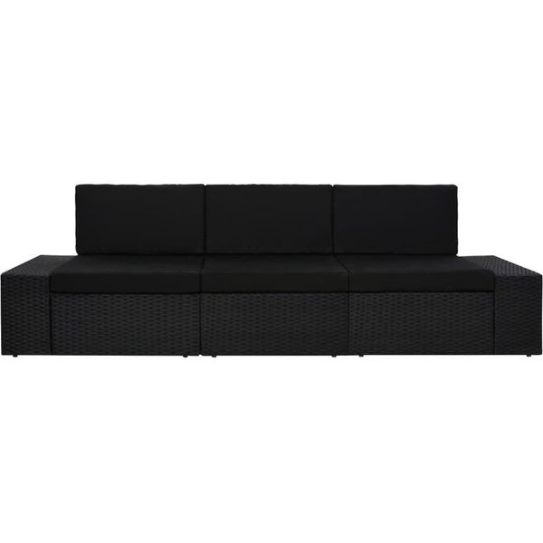 Syfax™ Divano Modulare A 3 Posti In Polyrattan Nero-image