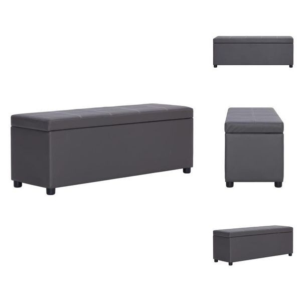Vidaxl Panca Con Vano Portaoggetti 116 Cm In Pelle Finta Grigia - Panche Da Sala E Da Petto-image