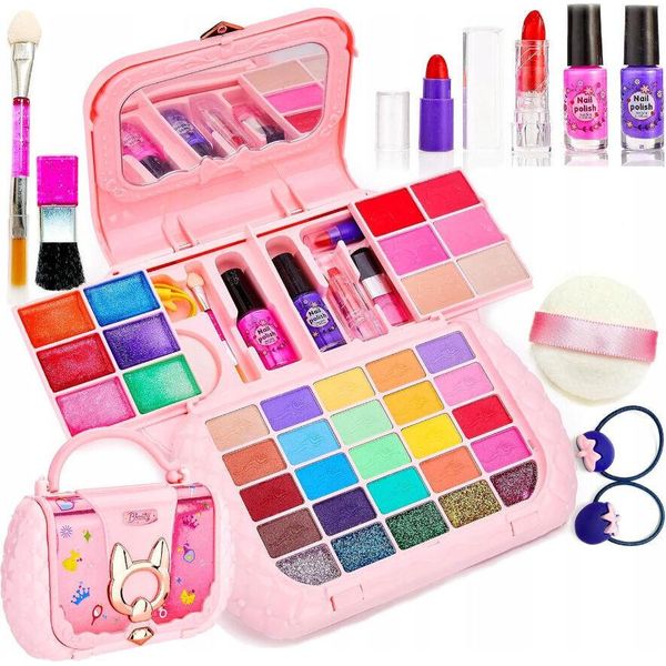 Set Creativo Coil, Set Cosmetico, Set Per Il Trucco Dei Bambini, Giocattolo Per Il Trucco, Vernice, Ombretto, Rossetto, Astuccio A Forma Di Borsa Con Specchio, A Partire Dai 3 Anni Di Età-image