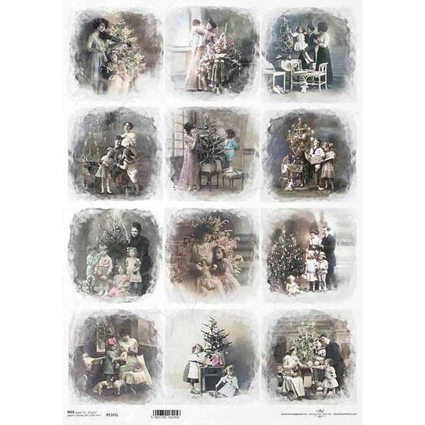Carta Di Riso Per Decoupage A3 ITD-1101L Vintage Christmas-image