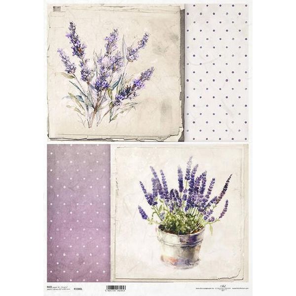 Carta Di Riso Per Decoupage A3 ITD-1080L Lavanda, Puntini-image