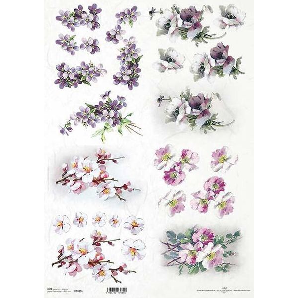 Itd Carta Di Riso Per Decoupage A3 Fiori Fruttati, Viole, Papaveri 1035L-image