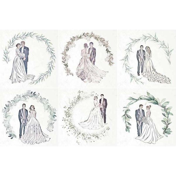 Itd Carta Di Riso Decoupage Set Carta Artigianale, Sposi RSM064-image