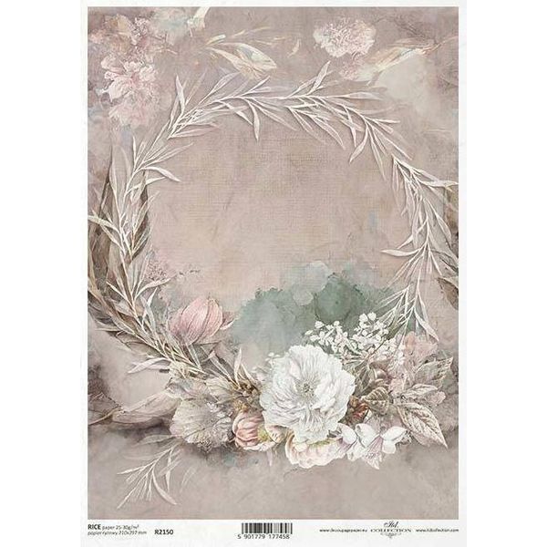 Itd Carta Di Riso Decoupage Carta Artigianale Tecnica Tovagliolo Di Carta Morbida, Ghirlanda, Fiori R2150-image