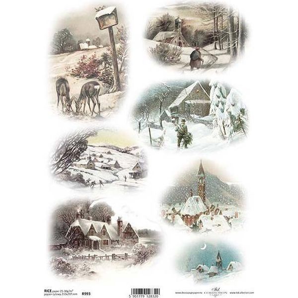 Itd Carta Di Riso Per Decoupage, R993 Viste D'inverno-image