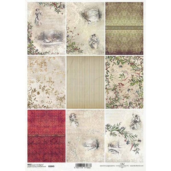 Itd Carta Di Riso Per Decoupage R2049 Viste, Donne, Piante, Vintage-image