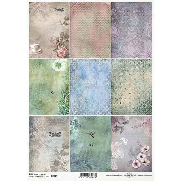 Itd Carta Di Riso Per Decoupage R2029 Libellule, Coleotteri, Set Di Prati Serali-image