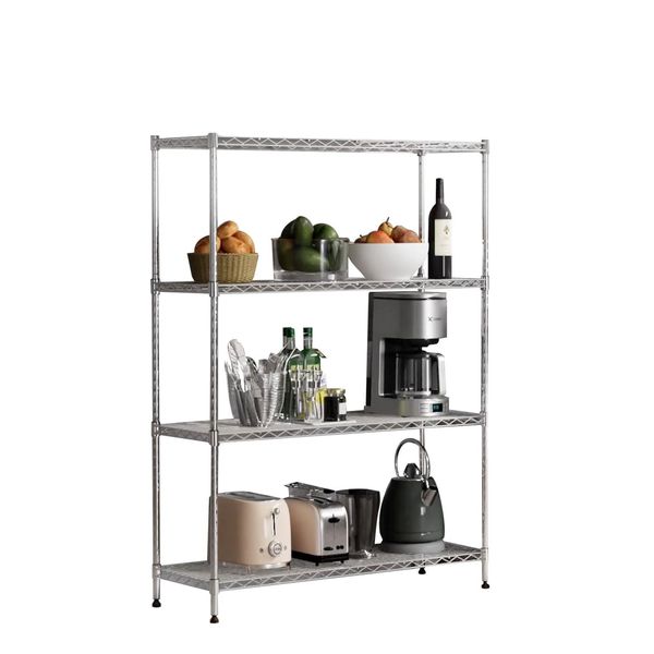Scaffalatura Per Carichi Pesanti - Scaffale In Metallo Himalaya Cromato 4 Ripiani 160 X 90 X 45 Cm-image