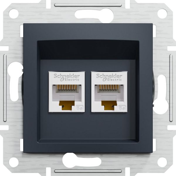 Doppia Presa Per Computer 2X RJ45 Cat. 5E Utp Senza Telaio Schneider Asfora Antracite-image