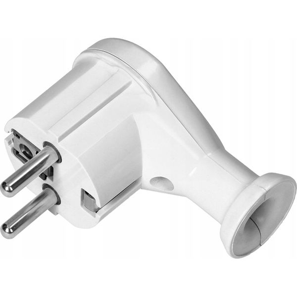 Spina Elettrica Ad Angolo 2P+Z UNI-SCHUKO Con Messa A Terra Bianco Orno-image