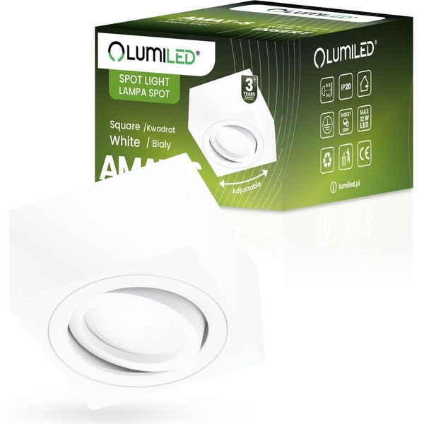 Lumiled Faretto A Plafone, Lampada A Plafone, Apparecchio A Plafone, Spot A Plafone, Spot Orientabile A 15° Per Inserto Modulo Led, 230V Bianco Angolare-image