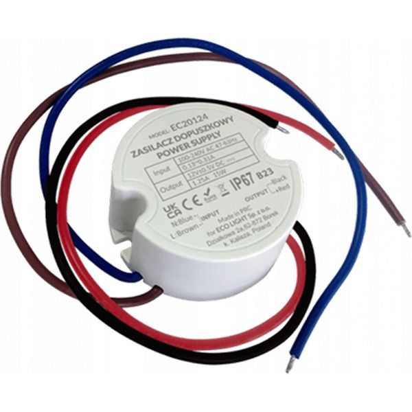 Alimentatore Fi60 2,08A 25W 12V IP67 50X50X22 Ecolight EC20127-image