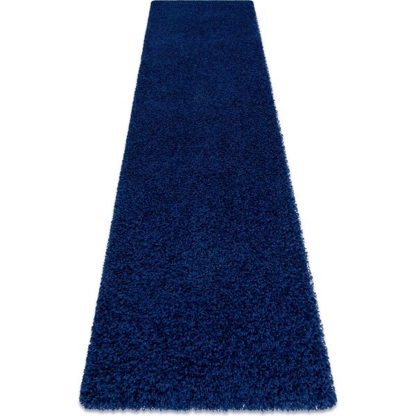 Tappeti, Tappeti Passatoie Soffi Shaggy 5Cm Blu Scuro - Per Il Soggiorno, La Cucina, Il Corridoio Azzurro 60X300 Cm-image