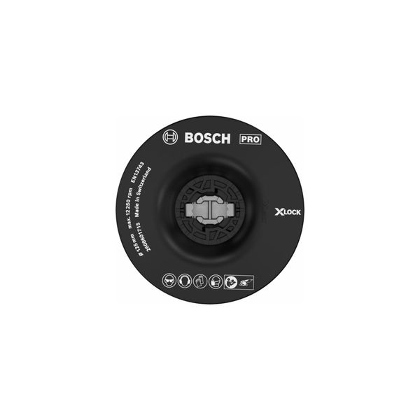 Bosch StüTzteller X-LOCK Mittelhart Mit Kletthaftungssystem Und Schnellwechselsystem X-Lock FüR Winkelschleifer Mit X-Lock Aufnahme Durchmesser:125 Mm Max. Drehzahl :12.250 U/Min :3165140105468 (2608601715)-image