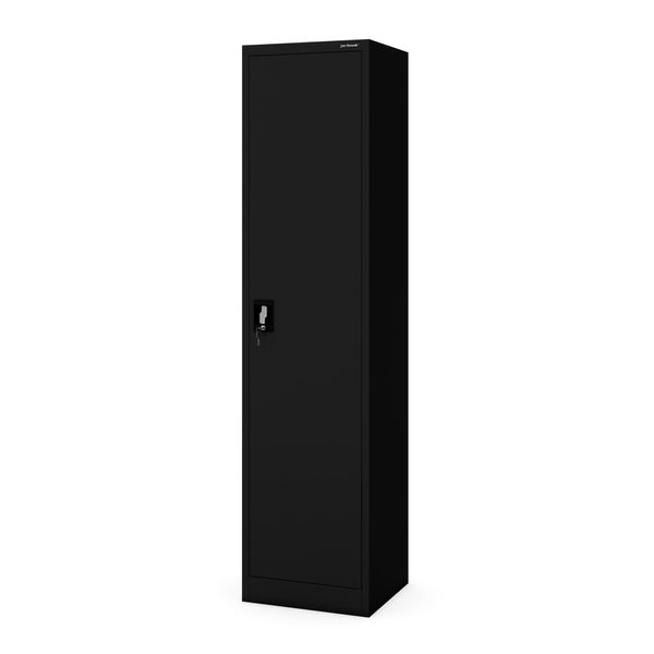 Armadio Per Ufficio Armadio Per Archiviazione Armadio Metallico 4 Ripiani Anta A Battente Lamiera D'acciaio Verniciata A Polvere 185 Cm X 45 Cm X 40 Cm Colore: Nero-image
