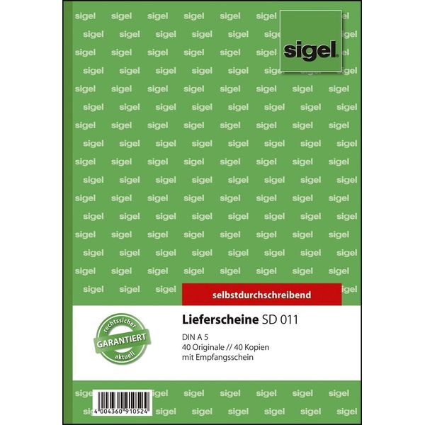 Sigel SD011 Bolla Di Consegna Con Ricevuta - A5, 1° E 2° Foglio Stampati, Sd, Mp, 2 X 40 Fogli-image