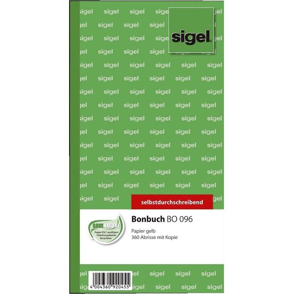 Sigel BO096 Libro Delle Ricevute - Senza N. Cameriere, 360 Strappi, Sd, Giallo, 105X200 Mm, 2 X 60 Fogli-image
