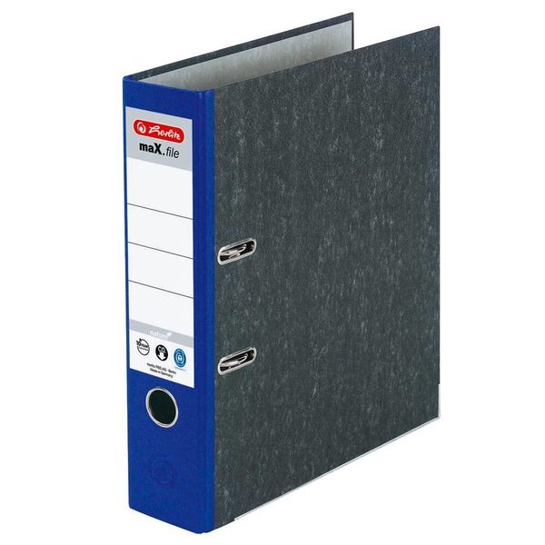 Herlitz 5171400 Max.File Nature Ordner Blau Marmoriert Karton 8,0 Cm Din A4-image