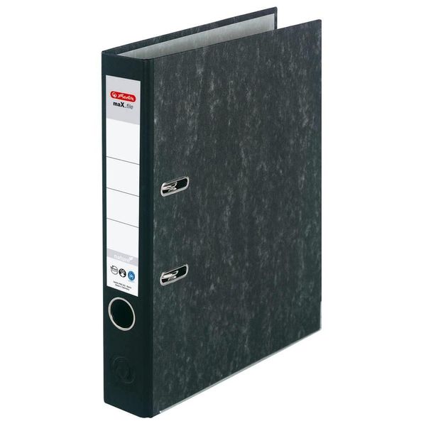 Herlitz 5141809 Max.File Nature Ordner Schwarz Marmoriert Karton 5,0 Cm Din A4-image