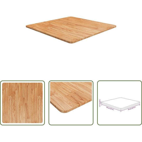 The Living Store Piano Del Tavolo Quadrato Marrone Chiaro 70X70X1,5Cm Rovere Trattato-image