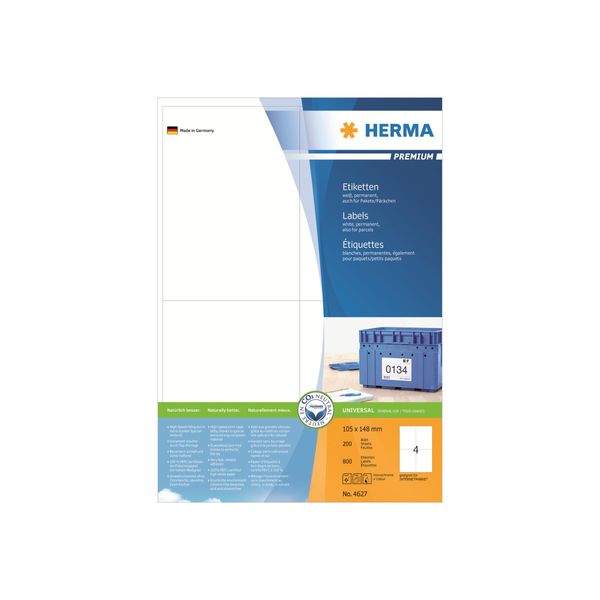 Herma Superprint - Selbstklebende Etiketten - Weiß - A6 (105 X 148 Mm) - 800 Stck. (4627)-image