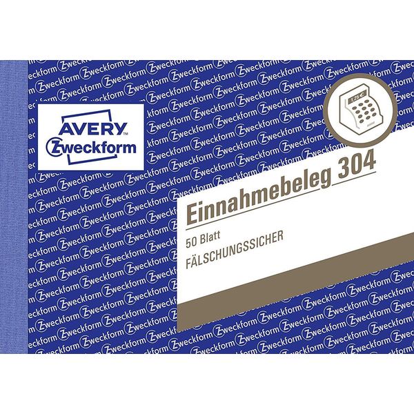 Avery Zweckform® 304 304 Ricevuta, Din A6 Orizzontale, A Prova Di Falsificazione, 50 Fogli, Verde-image