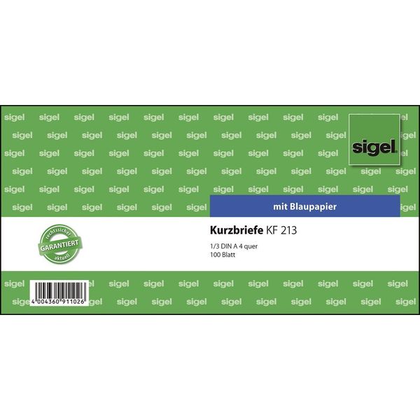 Sigel KF213 Messaggi Brevi "Lettera Breve"" - 1/3 A4 Orizzontale, 100 Fogli"-image