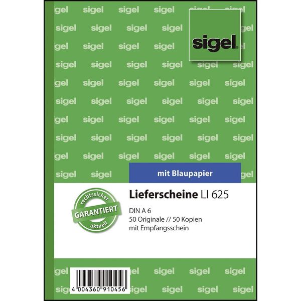 Sigel LI625 Bolla Di Consegna Con Ricevuta - A6, 1° E 2° Foglio Stampati, 2 X 50 Fogli-image