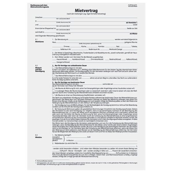 Sigel Vordruck "Mietvertrag"", A4, 4-Seitig - FüR Den Markt: D - 25 StüCk (MV464)"-image