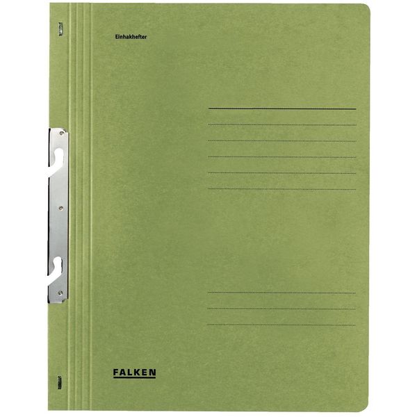 Falken 80000847 Einhakhefter A4 1/1 Vorderdeckel Kfm. Heftung, GrüN, Manilakarton, 250 G/Qm-image