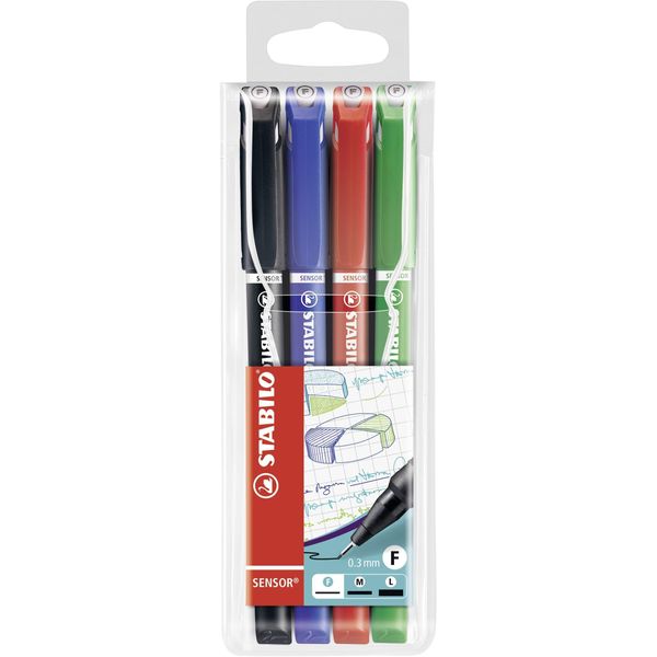 Stabilo Sensor Fine Penna Tecnica Nero, Blu, Verde, Rosso 4 Pz-image