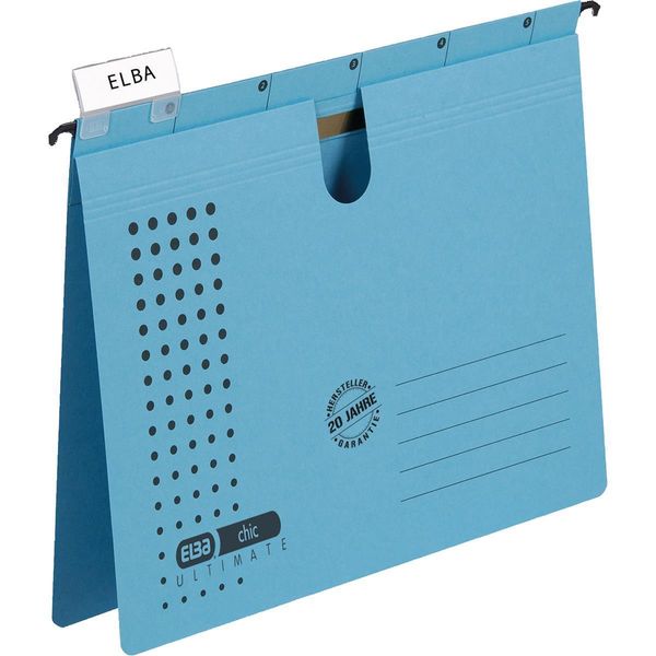 Elba Cartella Sospesa Chic Ultimate, Din A4, Pinzatura Commerciale Blu, Estremamente Resistente Canson - 25 Pezzi (85741 Bl)-image