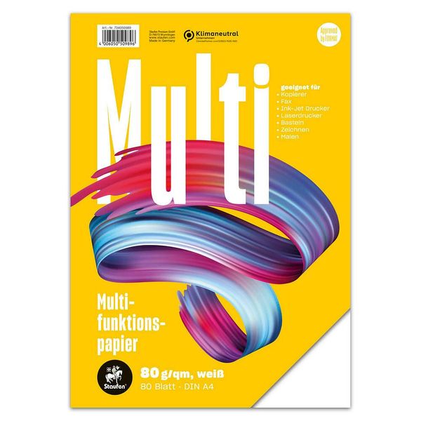 Staufen® 734050989 Multifunktionspapier 7X Plus - A4, 80 G/Qm, Weiß, 80 Blatt-image
