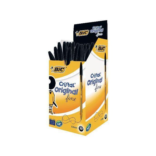 Bic® 872731 Penna A Sfera Cristal® Original Fine - 0,35 Mm, Nera (Indelebile)-image
