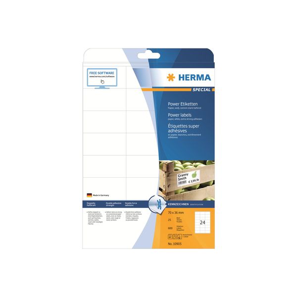Etichette A4 Bianche 70X36 Mm Carta Adesiva Estremamente Resistente Opaca 600 Pz.-image