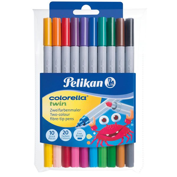 Pelikan 949511 Penne A Punta Doppia In Fibra Colorella Twin® C304 Assortite Confezione Da 10-image