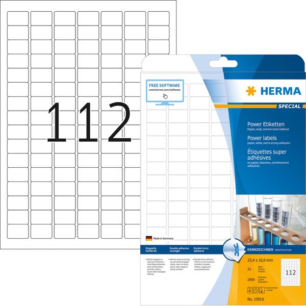 Herma Herma Etichette A4 25,4X16,9 Mm Carta Bianca Ad Adesione Extra Forte Opaca 2800 Pz.-image