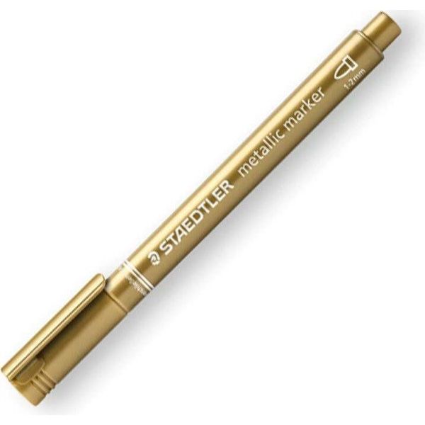 10X Staedtler 8323-11 Marcatore Permanente Punta Tonda Metallica Oro-image