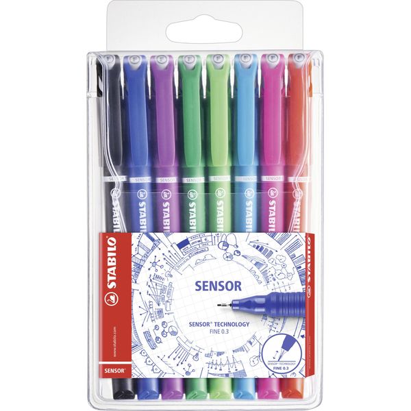 Stabilo Sensor Fine Penna Tecnica Nero, Blu, Verde, Lillà, Rosa, Rosso, Turchese 8 Pz-image