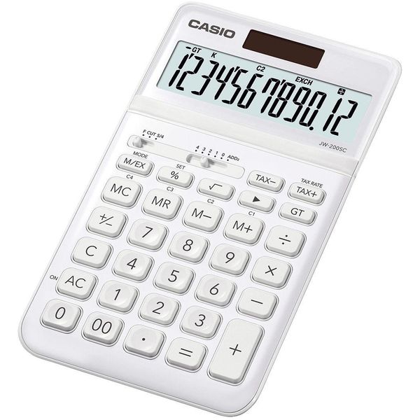 Calcolatrice Da Tavolo Casio JW-200SC-WE Funzionamento A Energia Solare/Batteria Bianco-image