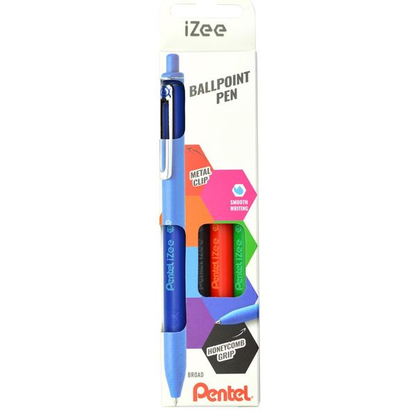 Pentelbx470-4 Biro Retrattile Pentel Izee, Confezione Da 4, Colori Base-image