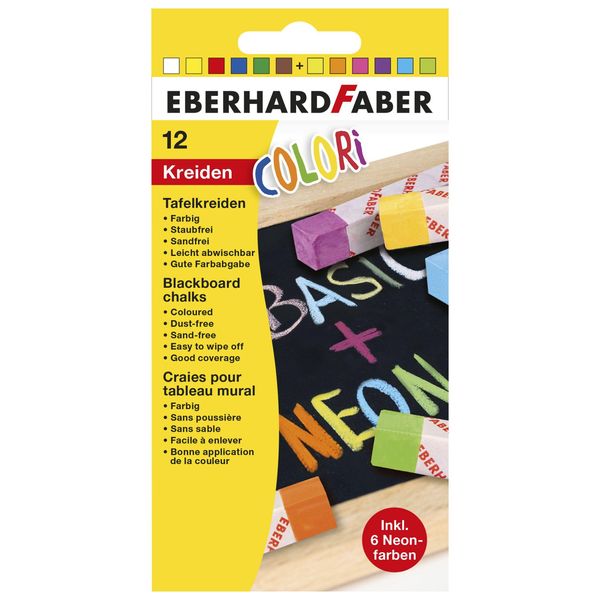 Eberhard Faber 526012 Gesso Lavagna Colori Neon + Basic - 12 Colori Assortiti-image