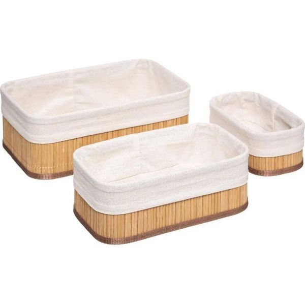 5Five Simply Smart Aufbewahrungskorb-Set 3-Tlg., KöRbchen, Bambus, Polyester, 174509A-image
