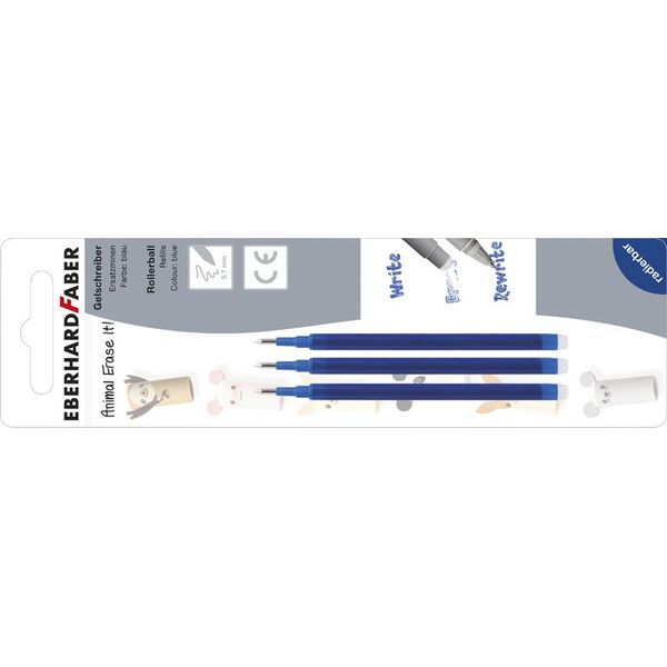 Eberhard Faber 582153 Eberhard Faber Animaleraseit! Kugelschreiberminen 3 St. Blau, 3 St.-image